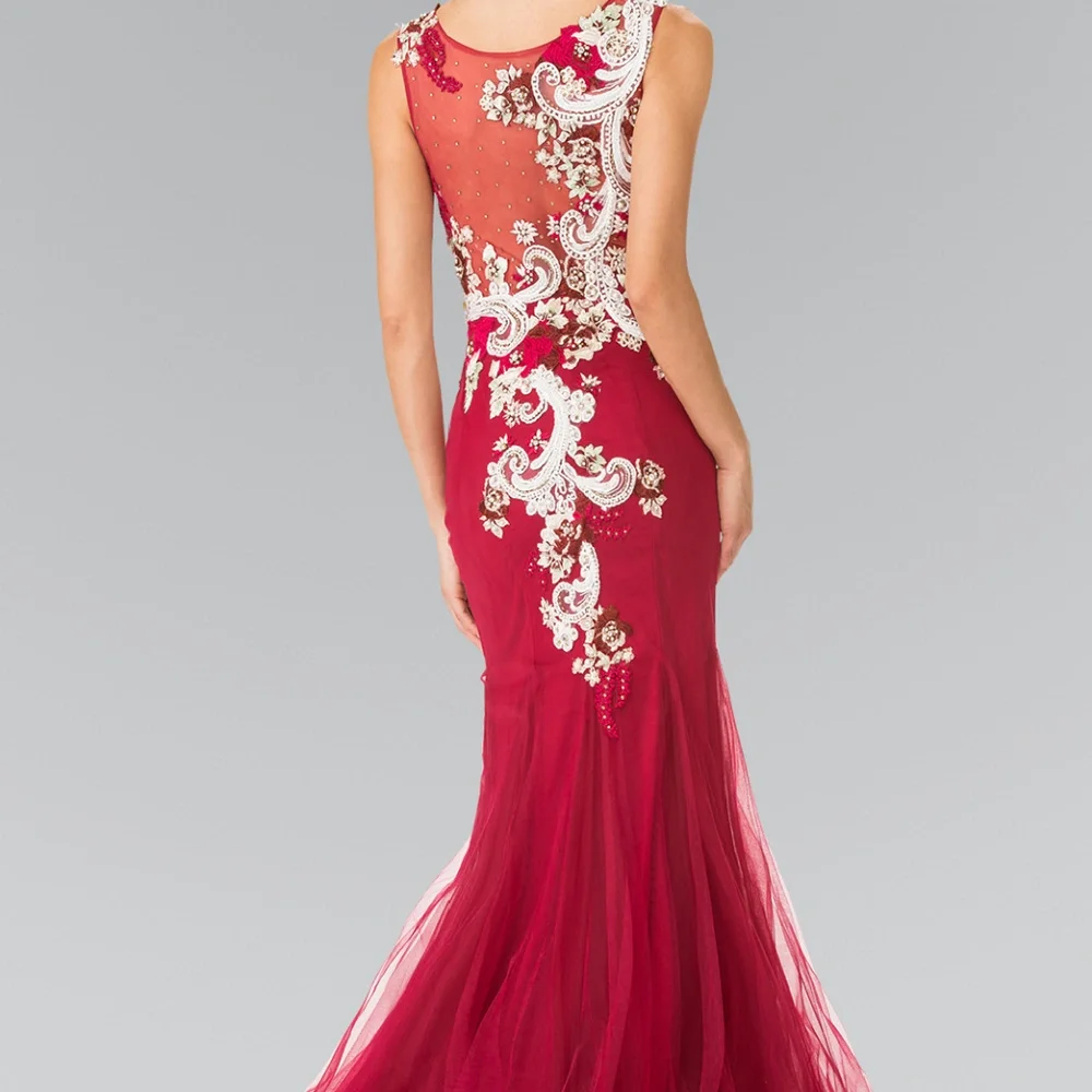 Mermaid Long Prom Dress with Sheer Back GL2318_3